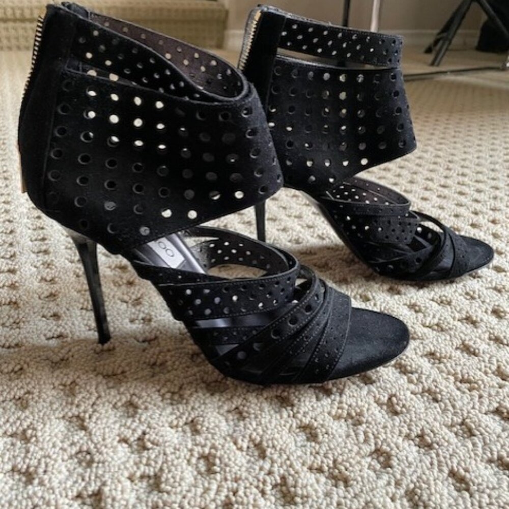 Jimmy Choo Maira Black Suede Strappy pumps